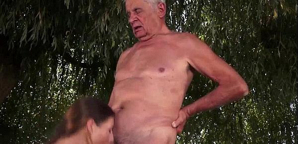  Two Grandpa Take On One Pussy